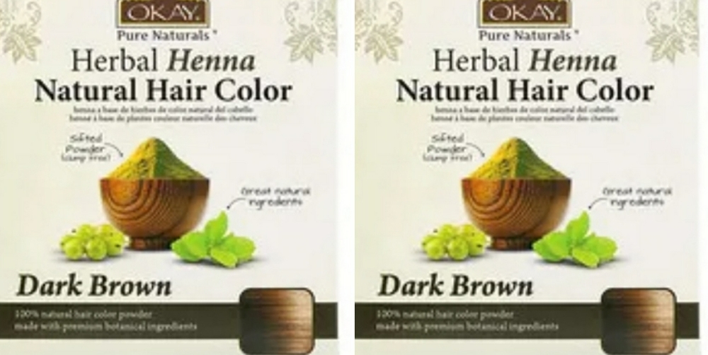 Okay Pure Naturals Herbal Henna Natural Hair Color Dark Brown  